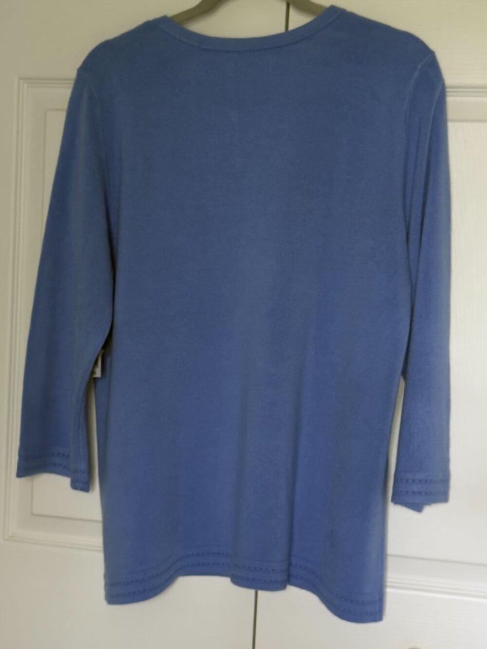 Croft Barrow NWT Blue Henley Long Sleeve Top Button Placket Women's Size L Kohls - Picture 3 of 14
